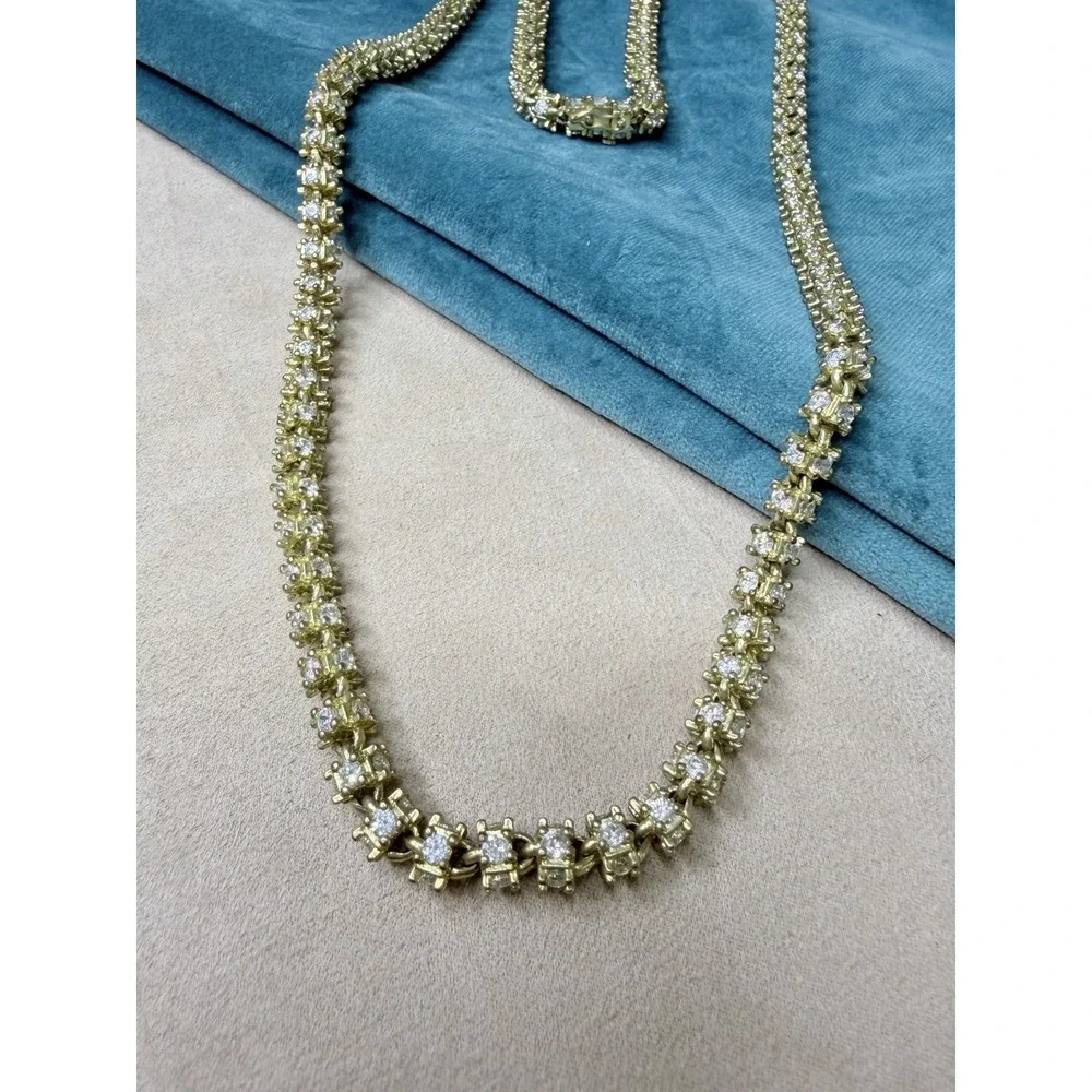 Gold‎ Tone Tennis Necklace Crystal Rhinestone